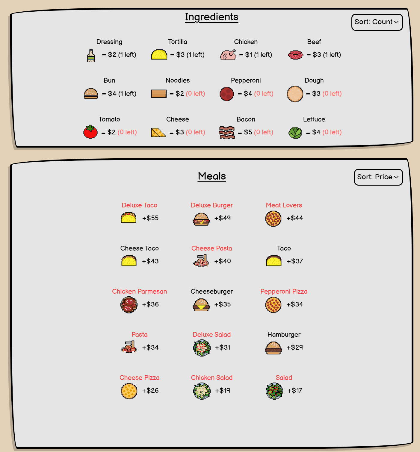 red ingredients and meals